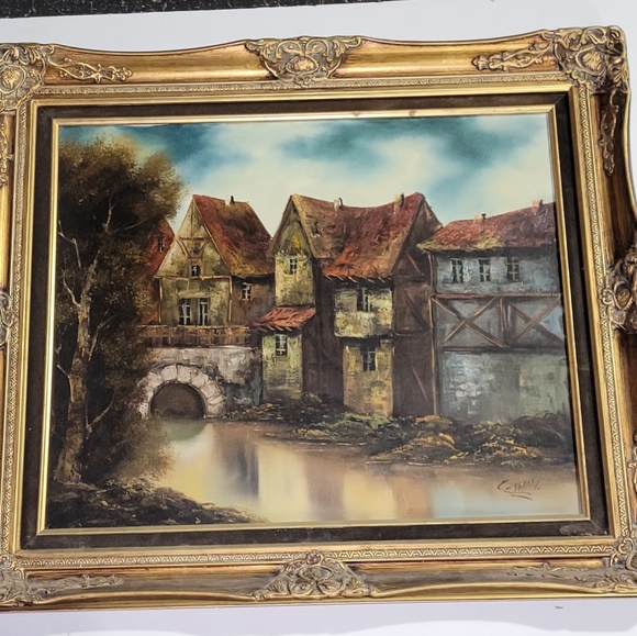VINTAGE OIL ON CANVAS PAINTING SIGNED BY ITALIAN ARTIST CASALITTI 27X31 " FRAMED - Picture 8 of 12